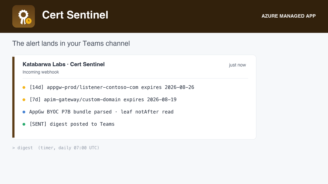 Thresholds and the Teams destination are plain app settings.